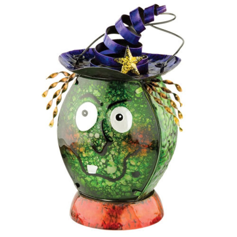 Witch Metal and Glass Halloween Lantern